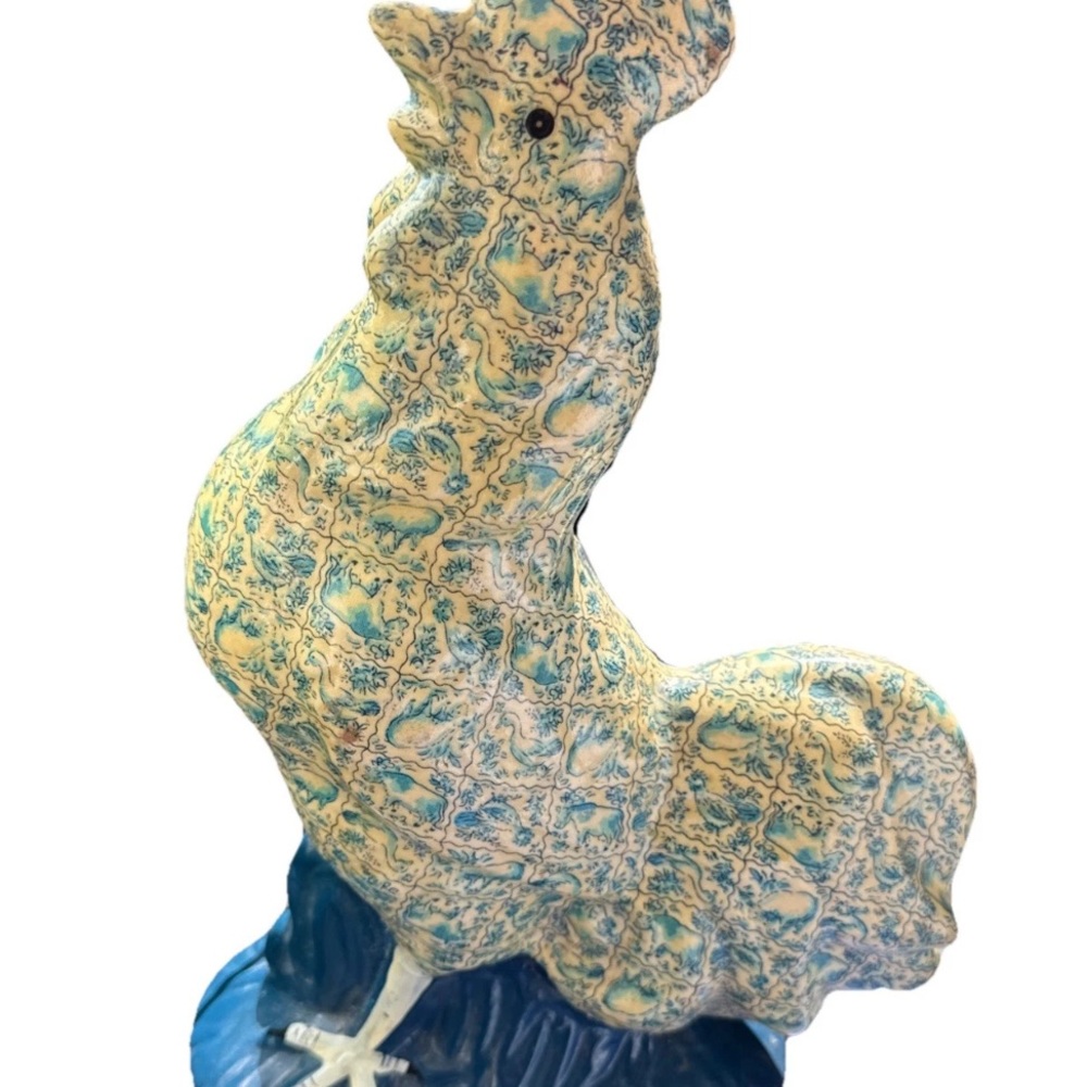 Formalities Blue and Cream Rooster Statue